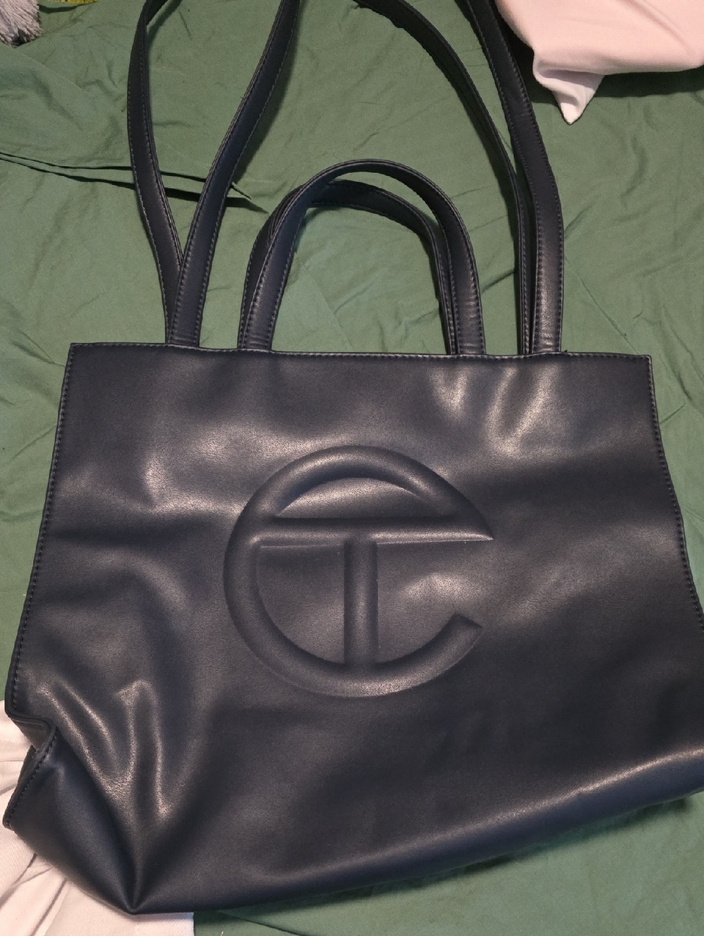 Authentic Telfar  Navy Embossed Tote Bag